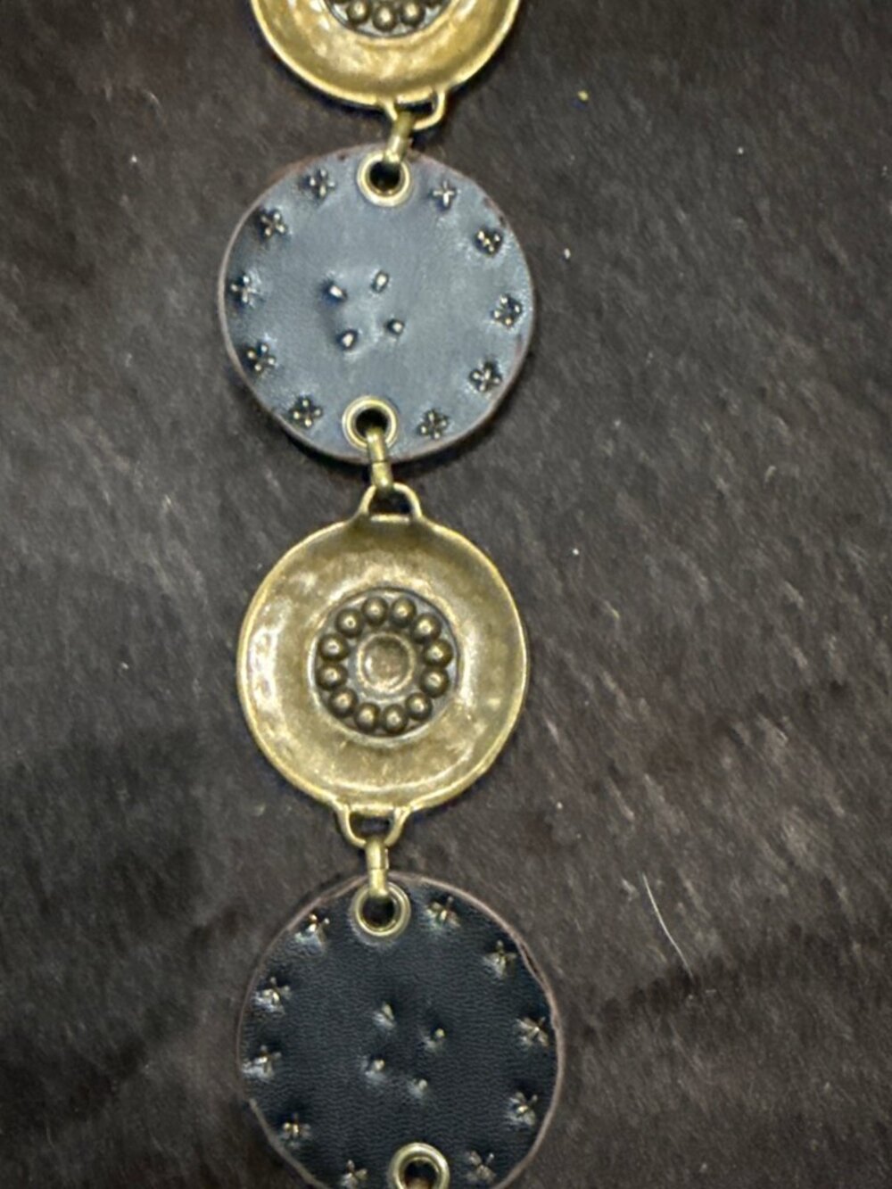 Navajo Style  Concho Brass Rhinestones Belt Adjustable 46 in. - Picture 4 of 9
